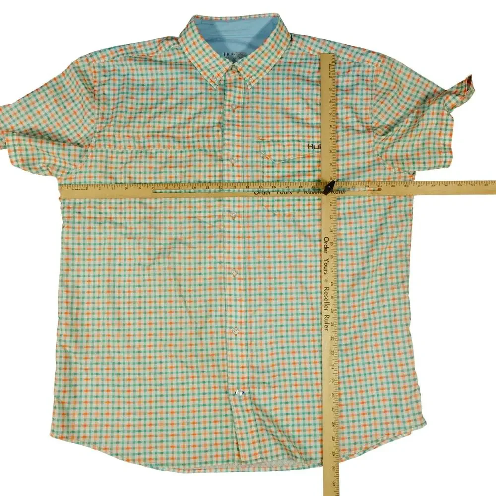 Huk Performance Check Fishing Button Shirt Short Sleeve Fish Graphic Pattern XXL - Picture 4 of 6